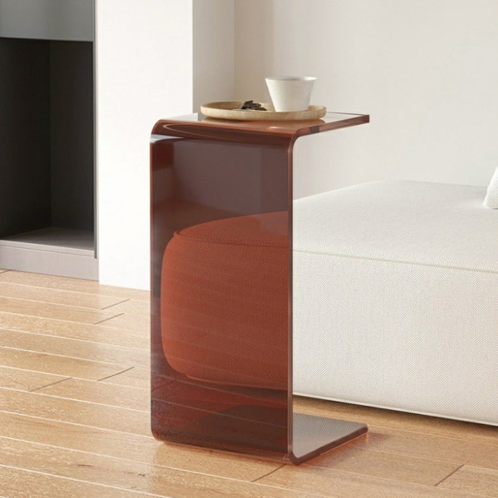 Contemporary Scandinavian Square Acrylic End Table 1-Tier For Living Room