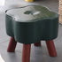 Modern Art Deco Clover Round Oil Wax Leather Solid Wood Footstool Backless Armless For Living Room