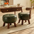 Modern Minimalist Round Bent Leather Solid Wood Footstool Backrest Armless For Living Room