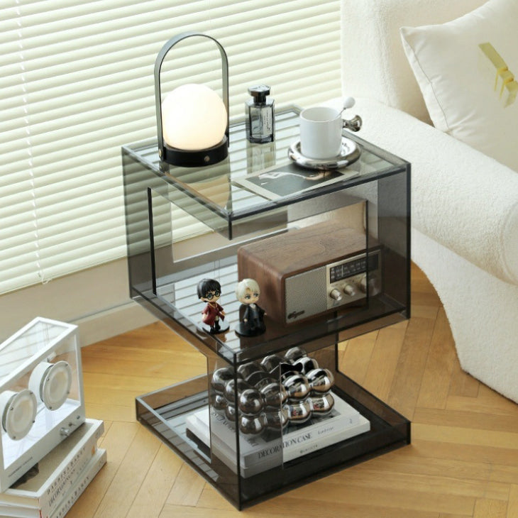 Modern Luxury Square Acrylic End Table 3-Tier For Living Room