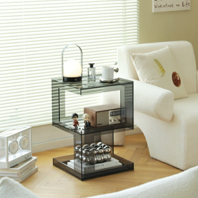 Modern Luxury Square Acrylic End Table 3-Tier For Living Room