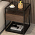 Modern Minimalist Square Marble Glass Iron End Table 2-Tier For Living Room