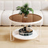 Modern Minimalist Round Tabletop Iron Tempered Glass Coffee Table 1-Shelf For Living Room