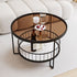 Modern Minimalist Round Tabletop Iron Tempered Glass Coffee Table 1-Shelf For Living Room