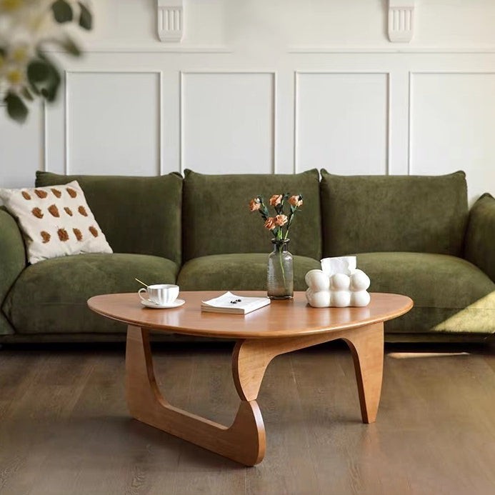 Traditional Japanese Triangle Rubber Wood Coffee Table For Living Room