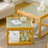Traditional Japanese Square Wood Acrylic Coffee Table 1/2-Tier For Living Room
