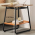 Contemporary Nordic Rectangular Tempered Glass Carbon Steel End Table 2-Tier For Living Room