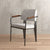 Contemporary Industrial Leather Metal Sponge Wood Square Vertical Stripe Dining Chair Backrest Armrest For Dining Room