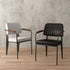 Contemporary Industrial Leather Metal Sponge Wood Square Vertical Stripe Dining Chair Backrest Armrest For Dining Room