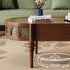 Contemporary Retro Elliptical Column Ripple Glass Wood Coffee Table 2-Drawer For Living Room