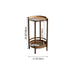 Traditional Chinese Round Bamboo Tray Top End Table 2-Tier For Living Room