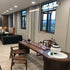 Contemporary Scandinavian Copper Brass Wood Strip LED Kitchen Island Light Chandelier For Dining Room