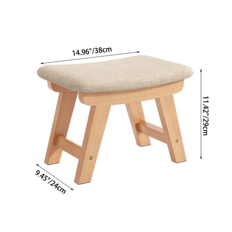 Modern Minimalist Square Cushion Solid Wood Cotton Linen Shoe Bench Low Stool For Living Room