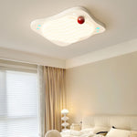 Contemporary Creative Kids Ruffled Egg Shaped Square Iron PE LED Flush Mount Ceiling Light For Bedroom