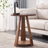 Modern Simplicity Round Rubber Wood End Table 2-Tier For Living Room