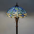 Traditional Tiffany Mediterranean Dragonfly Stained Glass Dome Shade 2-Light Standing Floor Lamp For Home Office