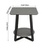 Modern Minimalist Square Round Rock Slab Iron Side Table 2-Tier For Living Room