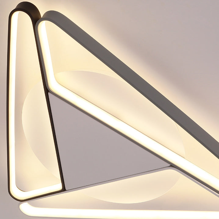 Contemporary Simplicity Aluminum Geometric Triangle Silicone LED Flush Mount Ceiling Light For Living Room