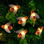 Modern Art Deco Waterproof Solar Honey Bees Decoration Plastic LED Outdoor String Light For Garden