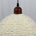 Contemporary Scandinavian Round Ruffle Lace Solid Wood Fabric 1-Light Pendant Light For Living Room