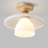 Modern Minimalist Round Cup Glass Wood 1-Light Semi-Flush Mount Ceiling Light For Living Room