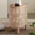 Traditional Japanese Half Oval Wood Rattan Nightstand 3-Tier For Bedroom