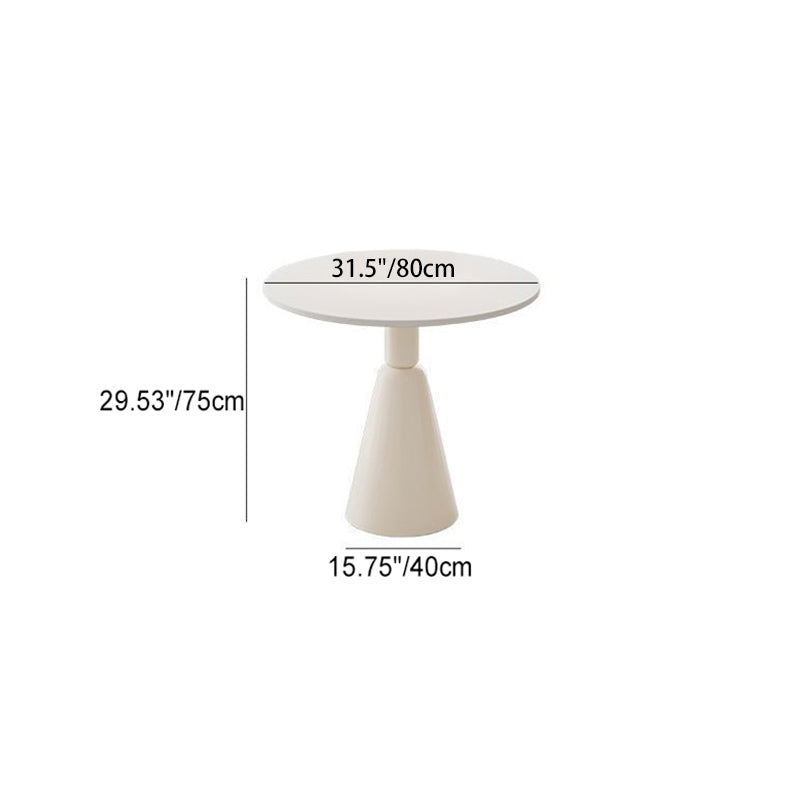 Modern Minimalist Round Conical Rock Slab Iron Dining Table For 4 Seats