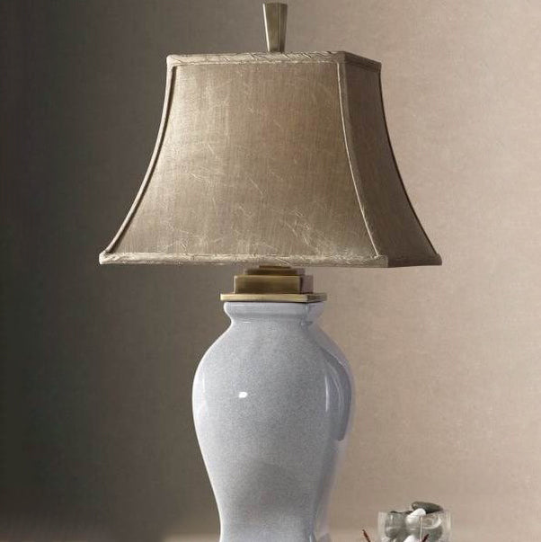 Traditional Vintage Solid Color Vase-like Ceramic Fabric 1-Light Table Lamp For Bedroom