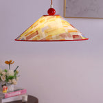 Modern Creative Cone Oil Painting Iron Fabric 1-Light Pendant Light For Living Room