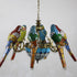 Traditional Tiffany Dome Parrot Alloy Stained Glass 8-Light Chandelier For Living Room