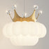 Contemporary Creative Kids Cloud Crown Iron PE Crystal LED Pendant Light For Bedroom