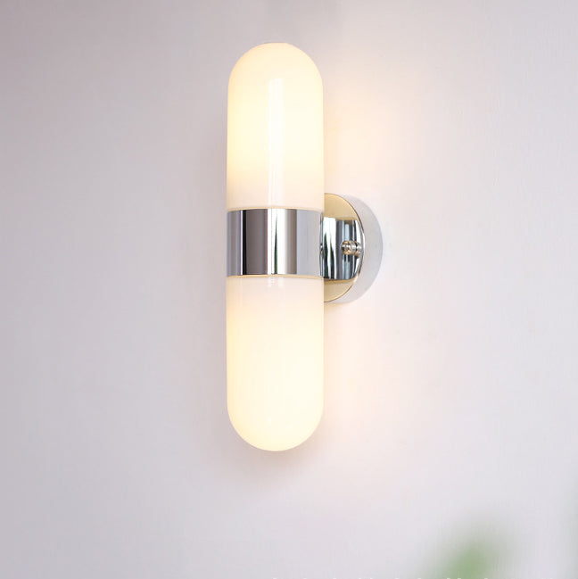 Modern Minimalist Capsule Iron Glass 2-Light Wall Sconce Lamp For Bedroom