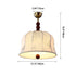 Traditional French Romantic Round Floral Fabric Wood Metal 1-Light Pendant Light For Bedroom