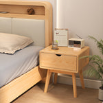 Modern Simplicity Square Cubic Rectangular Rubber Wood Nightstand 1/2 Drawer For Bedside