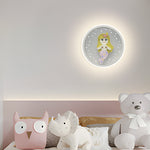 Contemporary Creative Cartoon Mermaid Pink Rabbit Iron LED Wall Sconce Lamp For Bedroom