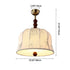 Traditional French Romantic Round Floral Fabric Wood Metal 1-Light Pendant Light For Bedroom