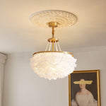 Modern Luxury Round Feather Iron 3-Light Chandelier For Living Room