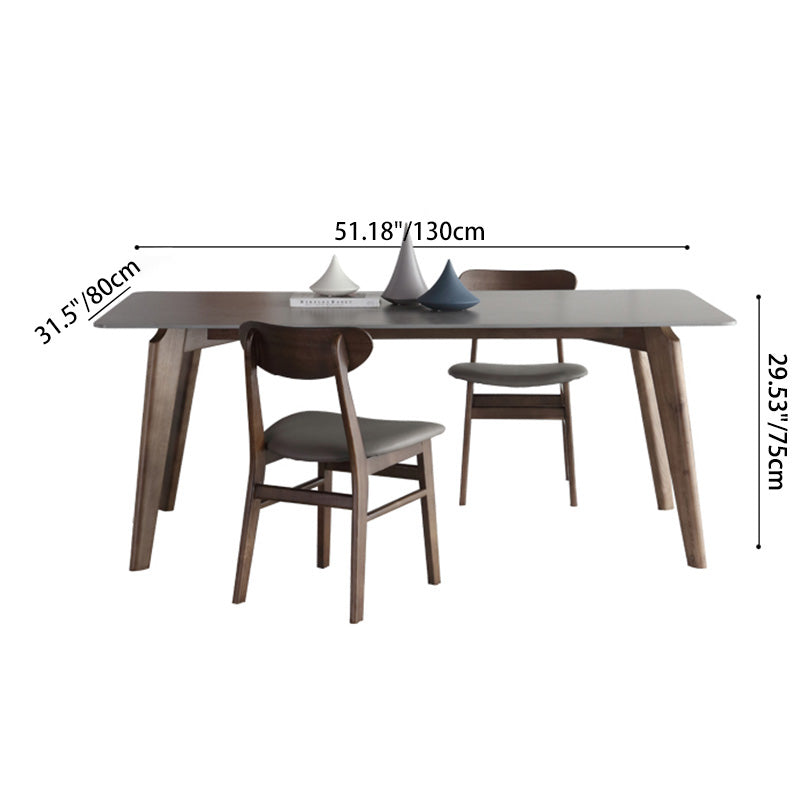 Contemporary Nordic Rectangular Ash Wood Slab Dining Table & Chair Set For 4/6 Seats