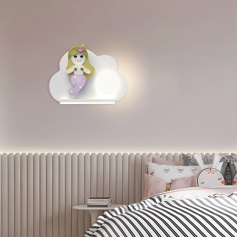 Contemporary Creative Cartoon Doraemon Decor Cloud Shape LED Wall Sconce Lamp For Bedroom