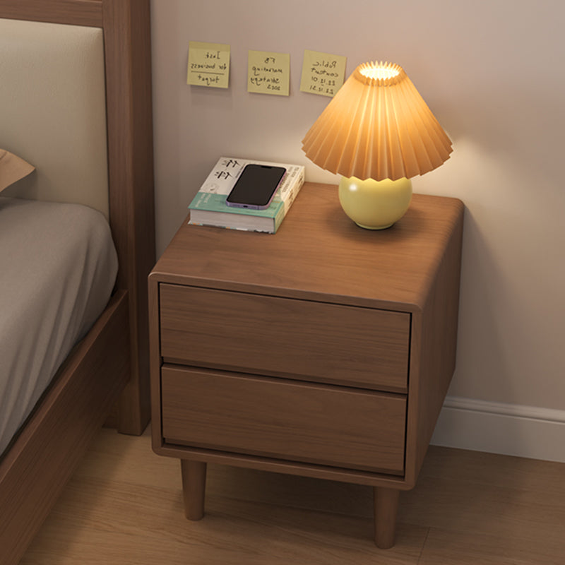 Modern Simplicity Square Cubic Rectangular Rubber Wood Nightstand 1/2 Drawer For Bedside