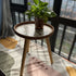 Traditional Rustic Handmade Shell Round Wood Rattan Side Table For Living Room