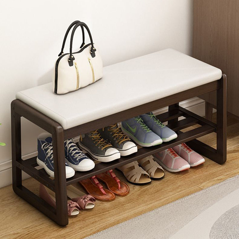 Contemporary Scandinavian Rectangle Tech Cloth Solid Wood Shoe Storage 1-Shelf For Entryways