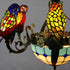 Traditional Tiffany Dome Parrot Alloy Stained Glass 8-Light Chandelier For Living Room