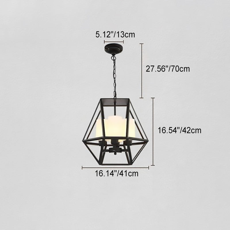 Contemporary Industrial Quadrilateral Trapezoidal Iron 3/4 Light Chandelier For Living Room