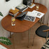 Modern Minimalist Foldable Oval Melamine Faced Board Wood Stainless Steel Dining Table For 4 Seats