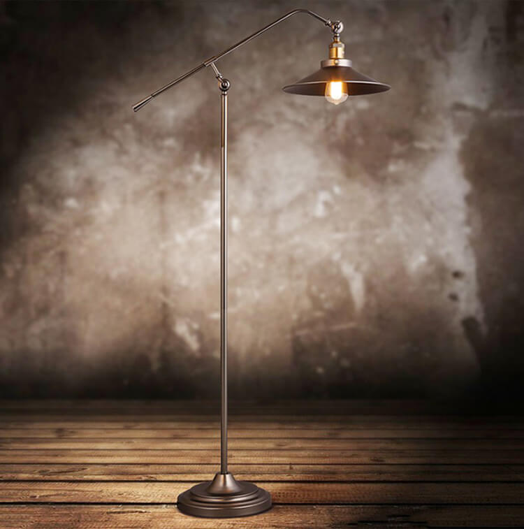 Industrial Bronze 1-Light Boom Arm Standing Floor Lamps