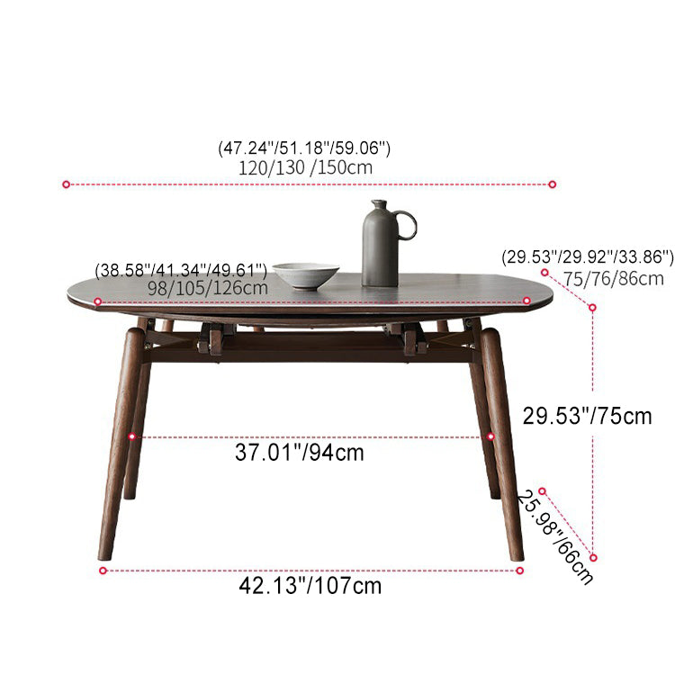 Modern Minimalist Round Square Slate Wood Dining Table Foldable Four Legs For Dining Room