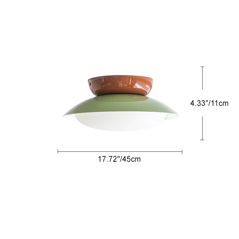 Contemporary Scandinavian Macaron Geometric Semicircle Shade LED Semi-Flush Mount Ceiling Light For Living Room