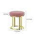 Modern Luxury Cylindrical Cotton Linen Leather Velvet Fabric Iron Vanity Stool For Bedroom