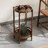 Traditional Chinese Round Bamboo Tray Top End Table 2-Tier For Living Room